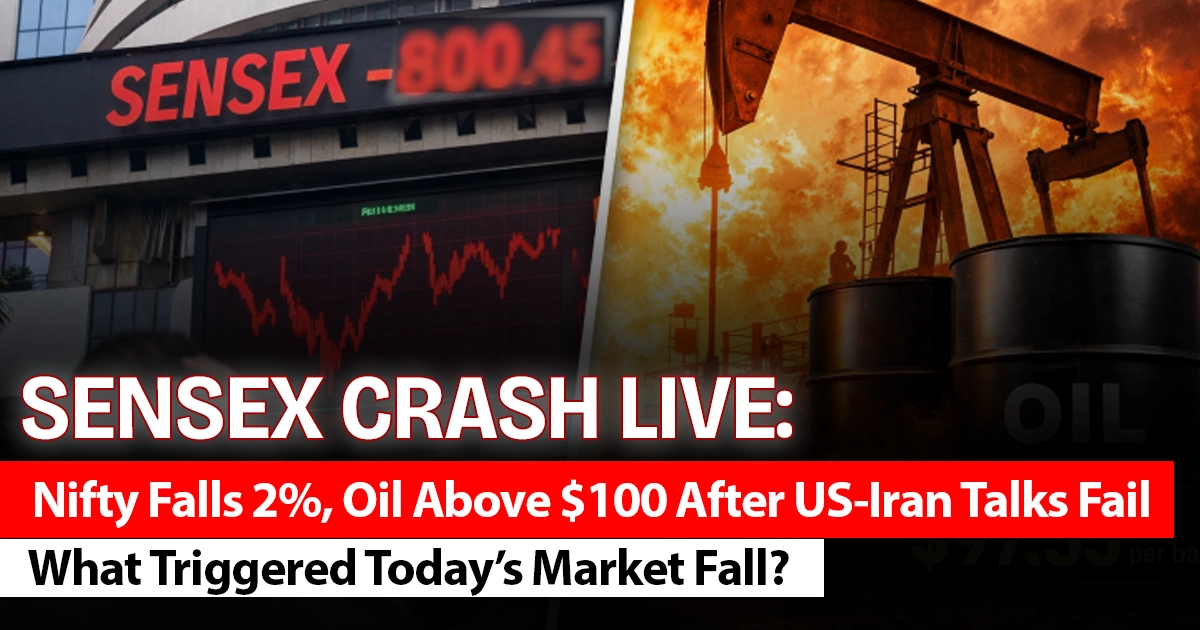 Sensex crash live as Nifty falls 2 percent and oil prices rise above 100 after US Iran talks fail