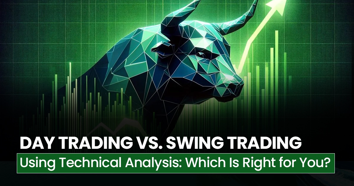 Day Trading vs Swing Trading using Technical Analysis – Comparison of trading styles, indicators, timeframes, risk, and strategies for traders.