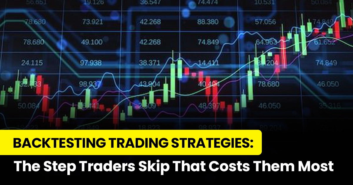 Trader analysing historical price chart data for backtesting a trading strategy on computer screen